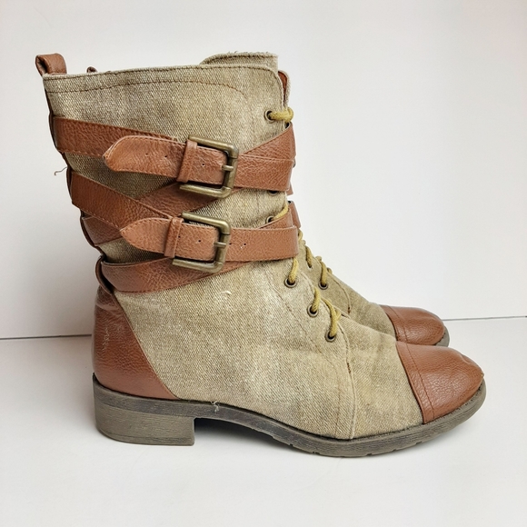 bamboo lace up combat boots